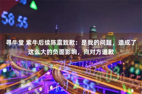 寻牛堂 紫牛后续陈震致歉：是我的问题，造成了这么大的负面影响，向对方道歉